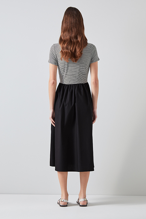 SERINA STRIPED MIDI DRESS BLACK/WHITE 2