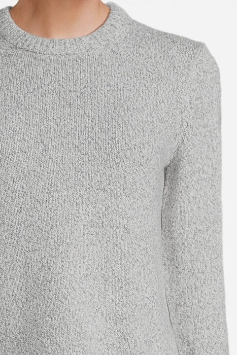 SLIT CREWNECK SWEATER IN WOOL-CASHMERE BOUCLÉ LIGHT HEATHER 4
