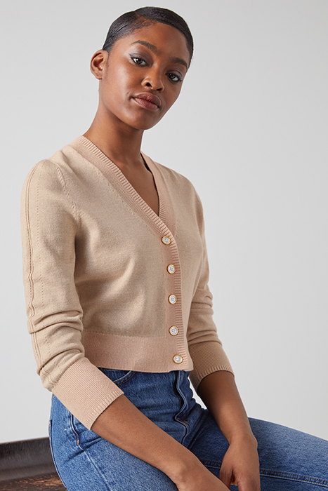 CD COCO-V NECK SLIM CARDI SAND 5