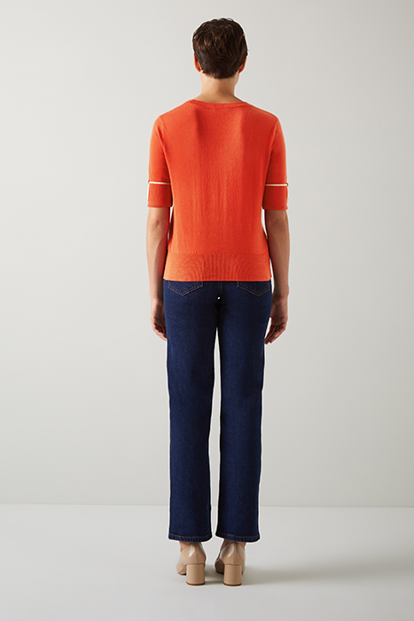 BEA CUFF KNITTED SWEATER IVORY/RED 2