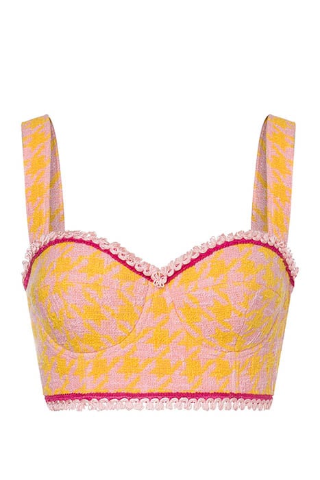 HOUNDSTOOTH COTTON AND NYLON BRALETTE ORANGE 3