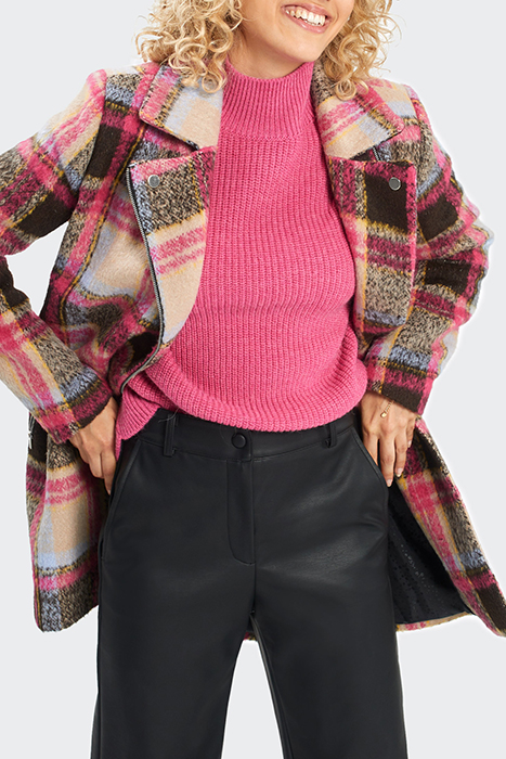 FLASH PINK CHECK BIKER-STYLE COAT PINK 5