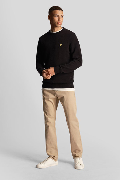 CREW NECK LAMBSWOOL BLEND JUMPER JET BLACK MARL 3