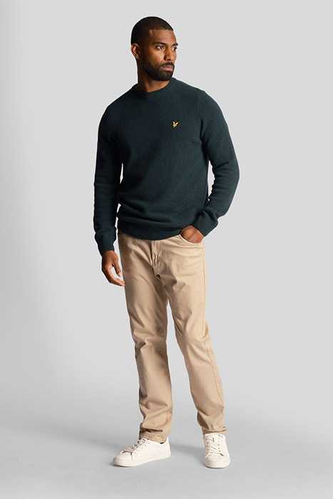 CREW NECK LAMBSWOOL BLEND JUMPER DARK GREEN MARL 3