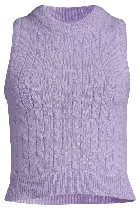 BRAIDED MOHAIR CREWNECK VEST PASTEL LIL 3