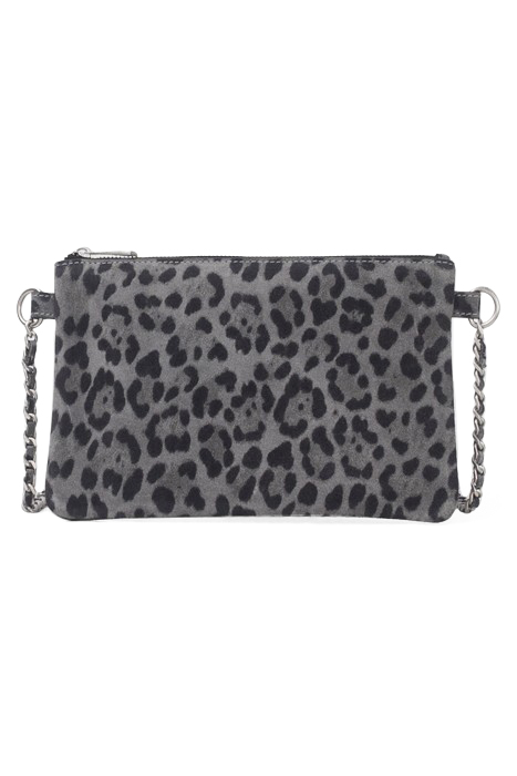 GREY LEOPARD MOTIF SUEDE 111 CLUTCH BAG GREY 2