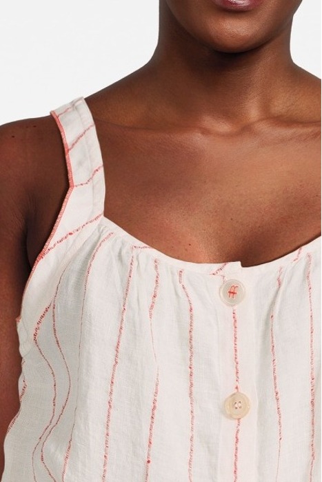 PINSTRIPE LINEN TOP RED 4