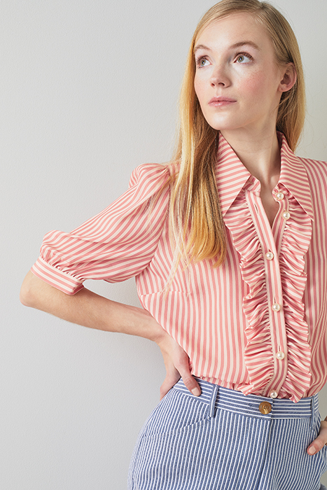 ENSOR STRIPED BUTTON-DOWN SHIRT ROSE/CREAM 3
