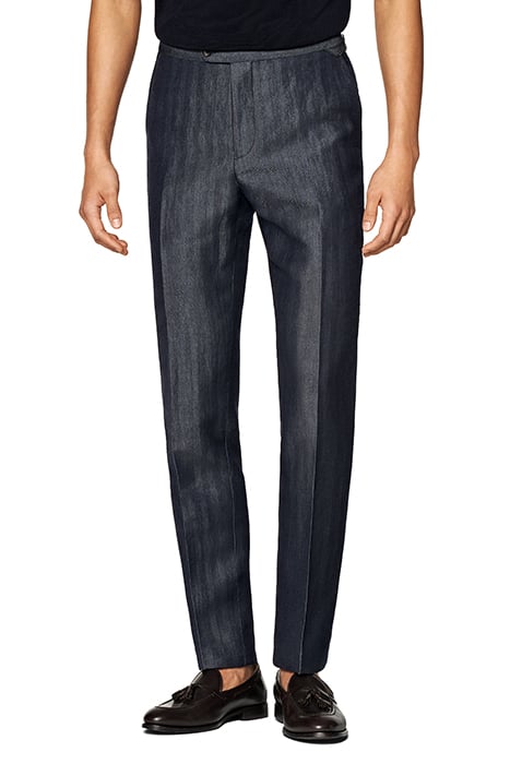 MID BLUE HERRINGBONE TAILORED FIT HAVANA SUIT 4