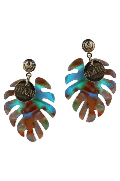 LEAF EARRINGS GOLD AND MULTICOLOR 2