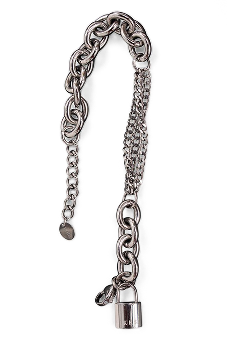 MIXED MARINE LINK AND PADLOCK BRACELET SILVER 4