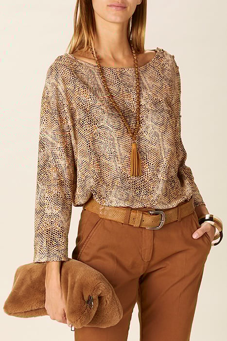 BOAT NECK POPOVER SHIRT IN BROWN BROWN 1