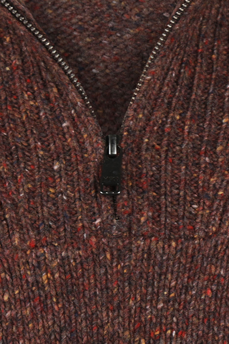 ZIP MOCK FISHERMANS SWEATER CHESNUT 3