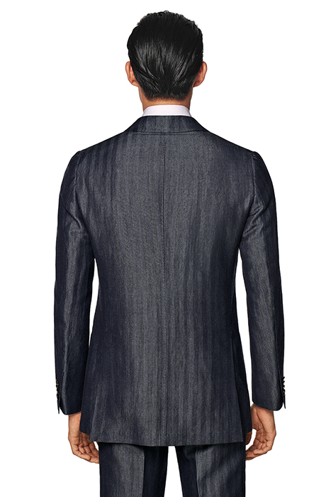 MID BLUE HERRINGBONE TAILORED FIT HAVANA SUIT 3