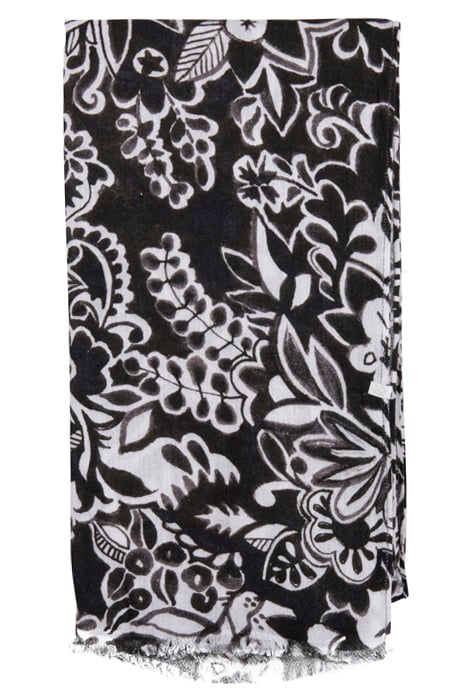 SCARF PRINT BLACK WITH OFFWHITE CENTREPIECE PRINT 2