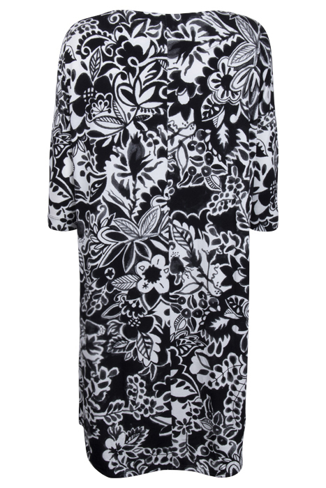 LOOSE DRESS 3/4 SLEEVES PRINT BLACK WITH OFFWHITE CENTREPIEC 2