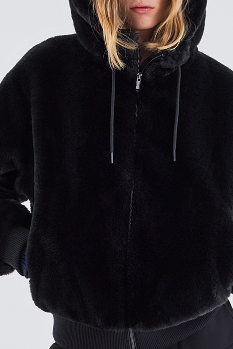 BLACK HOODED JACKET WITH GREEN CHEVRONS ON BACK BLACK 7