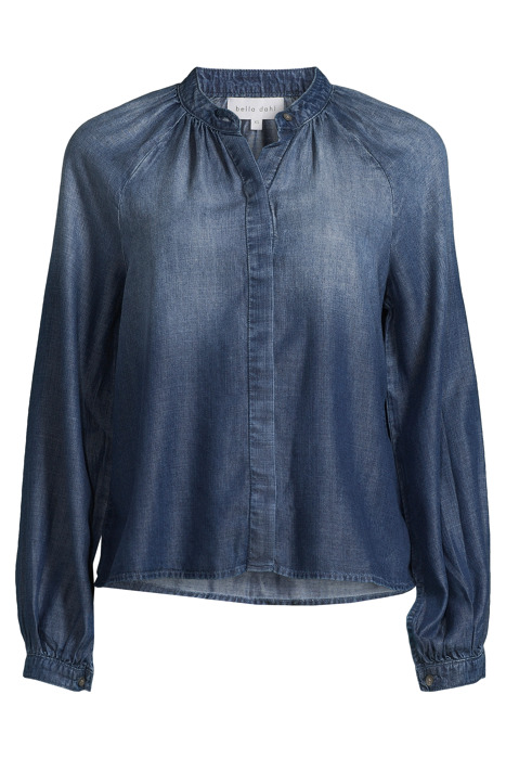 LONG SLEEVE SHIRRED RAGLAN SHIRT DARK OMBRE WASH 3