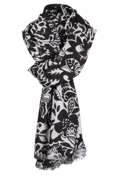 SCARF PRINT BLACK WITH OFFWHITE CENTREPIECE PRINT 1