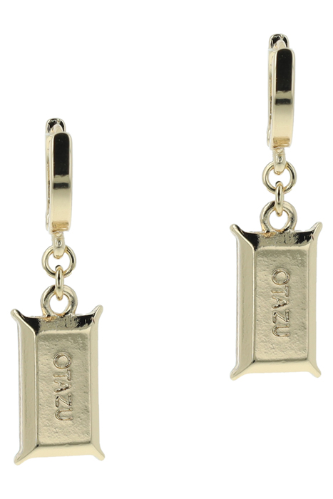 GREEN CRYSTAL DANGLING HOOPS GOLD 2