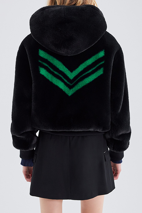 BLACK HOODED JACKET WITH GREEN CHEVRONS ON BACK BLACK 2