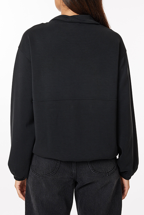 MOCK NECK HOODED SWEATSHIRT BLACK 3