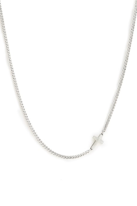 CROSS CURB NECKLACE WARM SILVER 2