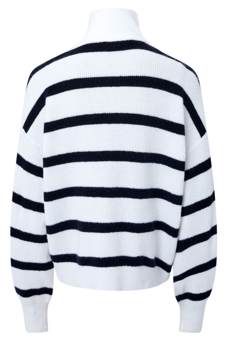 VHARI STRIPE RIB 1/2 ZIP WINTER WHT/MIDNIGHT 2