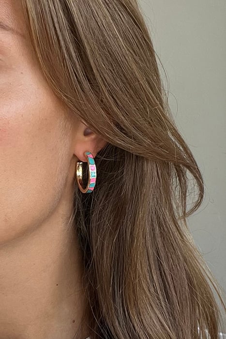 COLORFUL ENAMEL HOOPS PINK, TURQOISE 2