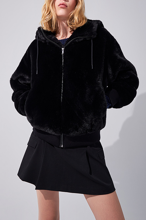 BLACK HOODED JACKET WITH GREEN CHEVRONS ON BACK BLACK 1