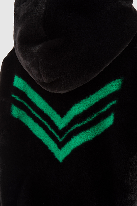 BLACK HOODED JACKET WITH GREEN CHEVRONS ON BACK BLACK 8