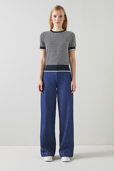 HONEY KNIT KNITTED SWEATER NAVY/IVORY 2