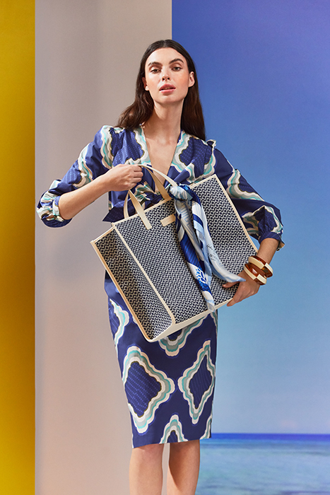 DANIELA- TIE MIDI DRESS NAVY MULTICOLOR 5