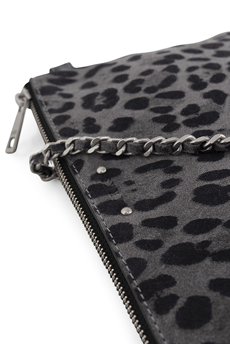 GREY LEOPARD MOTIF SUEDE 111 CLUTCH BAG GREY 3