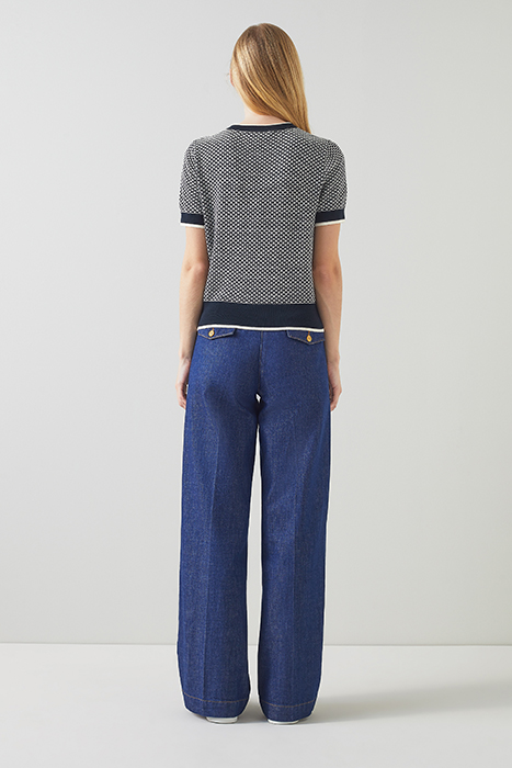 HONEY KNIT KNITTED SWEATER NAVY/IVORY 3