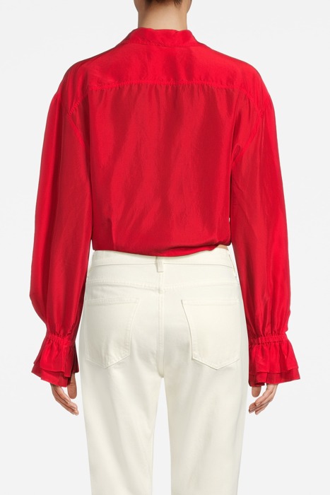 SILK HABOTAY KNOTTED SHIRT RED 2