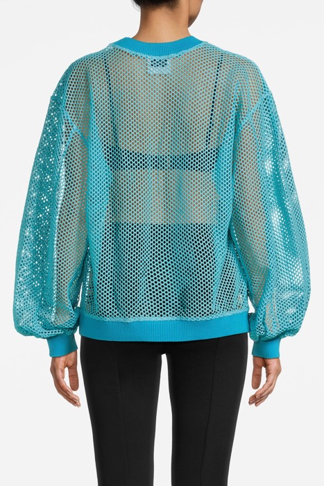 COTTON MESH T-SHIRT WITH KNITTED DETAILS SEA 2