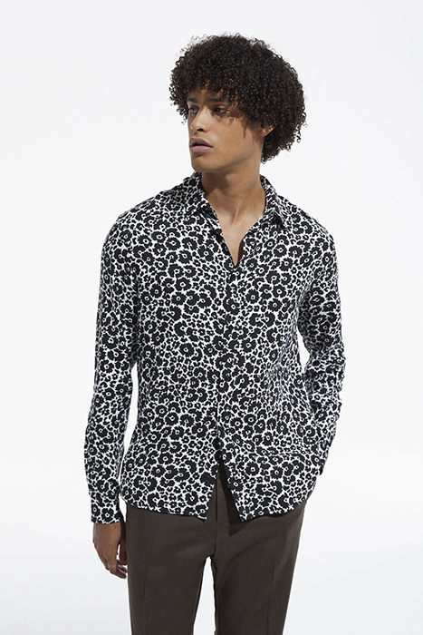 CHEMISE SLIM DECINTREE PRINTEE BICOLORE BLACK WHITE 1