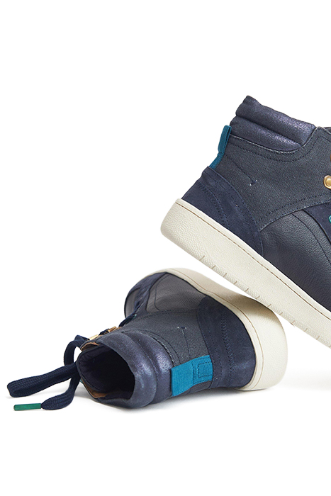 LEATHER SUEDE HI TOP TRAINER NAVY 4