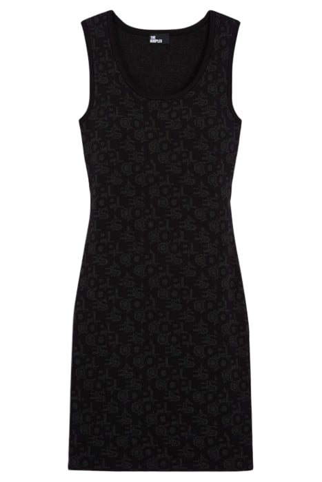 ROBE JACQUARD LOGO ALL OVER BLACK DARK GREY 5