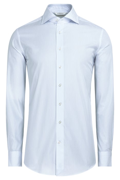 BLUE STRIPED POPLIN SLIM FIT SHIRT BLUE 4