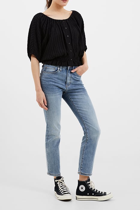 BIRCH SEERSUCKER SCOOP NCK TOP BLACK 2