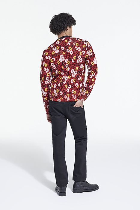 PULL COL ROND EN JACQUARD FLEURIE DARK RED 4