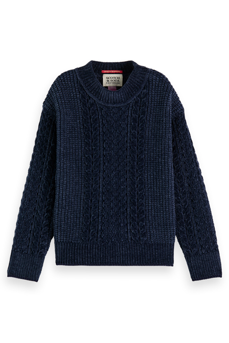 GIRLS CHENILLE CABLE KNIT PULLOVER NIGHT 4