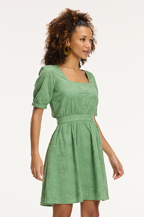 LADIES JENN DRESS 3D PALM EMBRO GREEN GREEK PALM 7