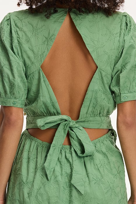 LADIES JENN DRESS 3D PALM EMBRO GREEN GREEK PALM 9