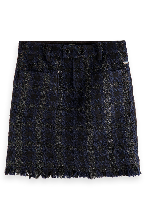 BOUCLE TWEED CHECK HIGH RISE MINI SKIRT NIGHT LUREX HOUNDSTO 4