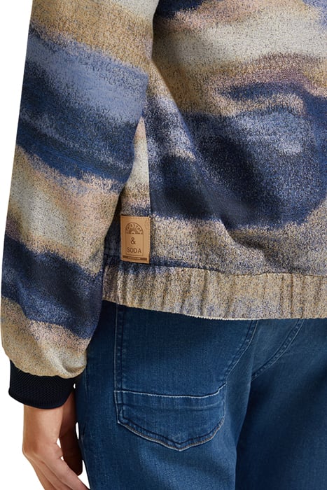 JACQUARD BOMBER JACKET BLURRED LANDSCAPE BLUE 9