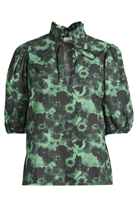 PRINTED COTTON HIGH RUFFLE COLLAR BLOUSE PEAPOD 3