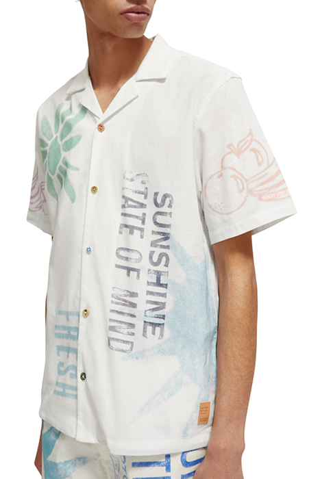 PRINTED SHORT SLEEVE SHIRT IN RAW ORGANIC COTTON STAMP PRINT 6